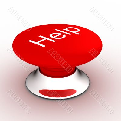 button with an inscription the help on a white background. 3D image.