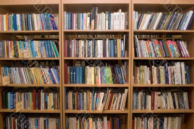 books on shelves in library