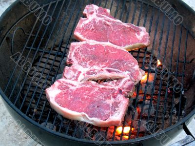 T-Bone Steaks on the Grill