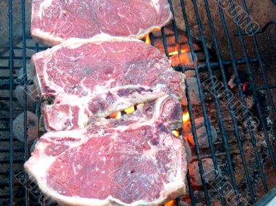 T-Bone Steaks on the Barbecue Grill