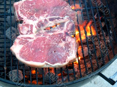 T-Bone Steaks on the Barbecue Grill