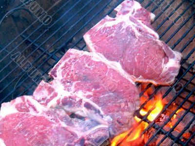 T-Bone Steaks on the Barbecue Grill