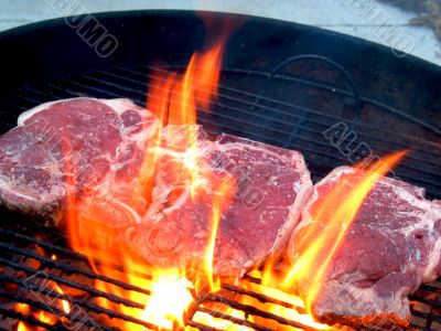 T-Bone Steaks on the Barbecue Grill