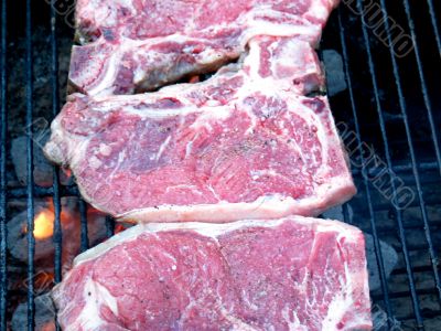 T-Bone Steaks on the Barbecue Grill