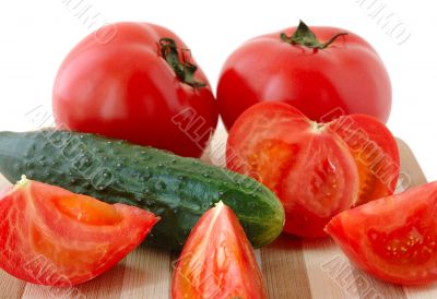 Vegetables on cutting board.