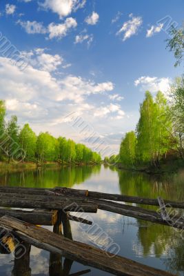 Dream of fisherman. Evening ashore lake Dream of fisherman. Evening ashore lake