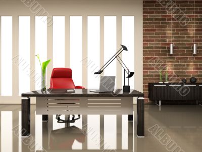 Interior of the modern cabinet 3D rendering Interior of the modern cabinet 3D rendering