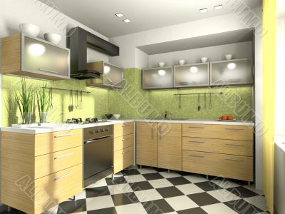View on the modern kitchen View on the modern kitchen
