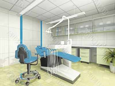 Interior of the modern stomatologic cabinet