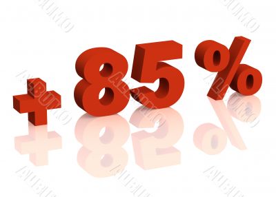 Red 3d inscription - plus of eighty five percent Red 3d inscription - plus of eighty five percent