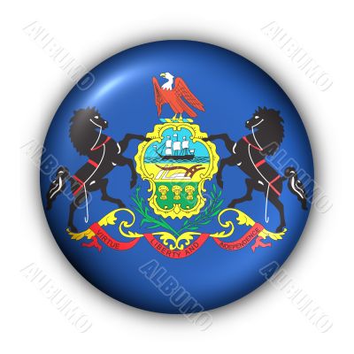 Round Button USA State Flag of Pennsylvania