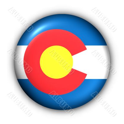 Round Button USA State Flag of Colorado