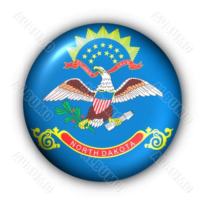 Round Button USA State Flag of North Dakota