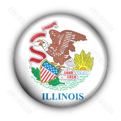 Round Button USA State Flag of Illinois
