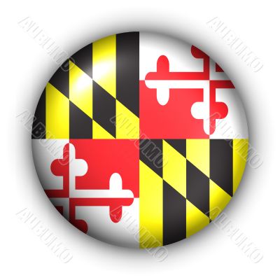 Round Button USA State Flag of Maryland