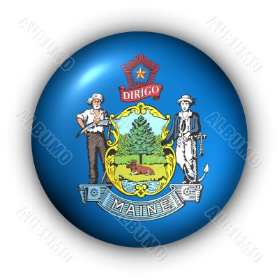 Round Button USA State Flag of Maine Round Button USA State Flag of Maine