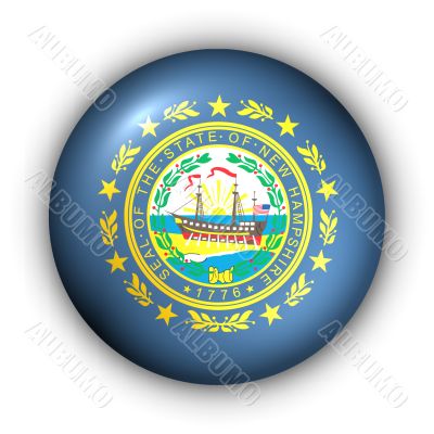 Round Button USA State Flag of New Hampshire