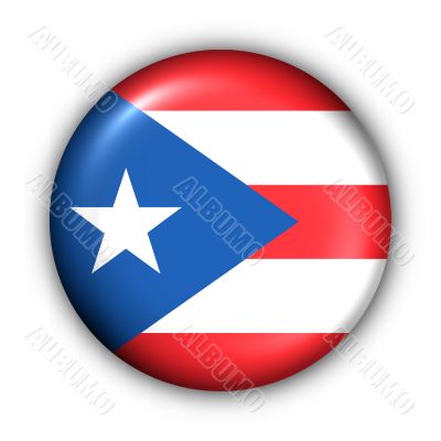 Round Button USA State Flag of Puerto Rico