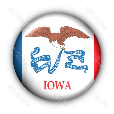 Round Button USA State Flag of Iowa