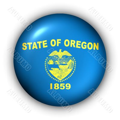 Round Button USA State Flag of Oregon