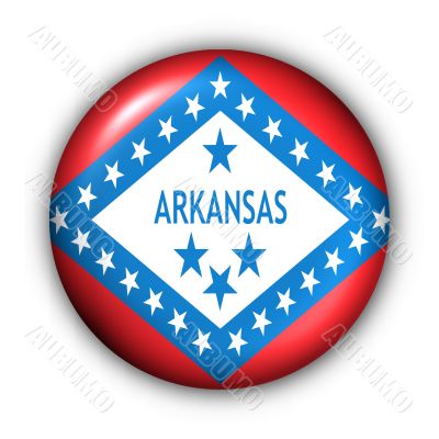 Round Button USA State Flag of Arkansas