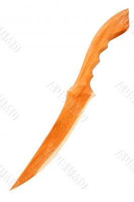 Wooden knife isolated on the white background