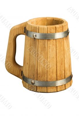 Wooden beer mug (isolated on white)