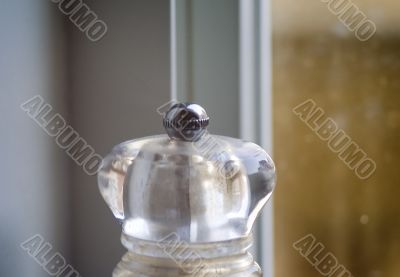 Macro close-up of head of pepper mill