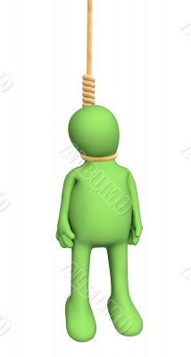 3d person puppet, hanging in a rope loop