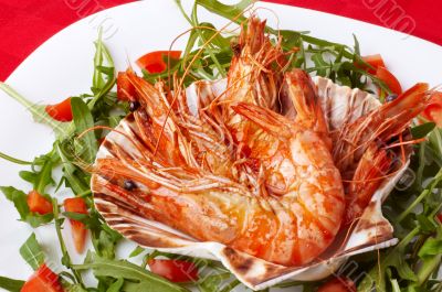 shrimps and rocket salad