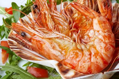 shrimps and rocket salad