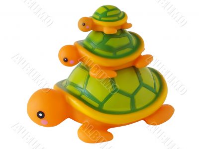 Three toy turtles