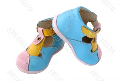 Baby`s summer leather boots.