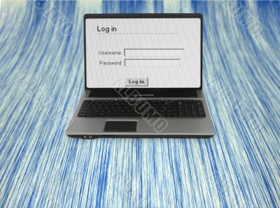 notebook with log in screen