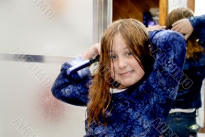 Young Girl Burshing Her Hair Young Girl Burshing Her Hair