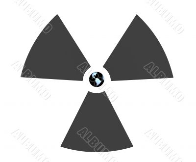 Radioactive 3d symbol with Earth in the center