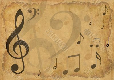 Grunge background with musical symbols Grunge background with musical symbols