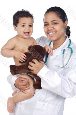 Nurse holding  baby