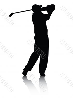 Golfer silhouette with Shadow