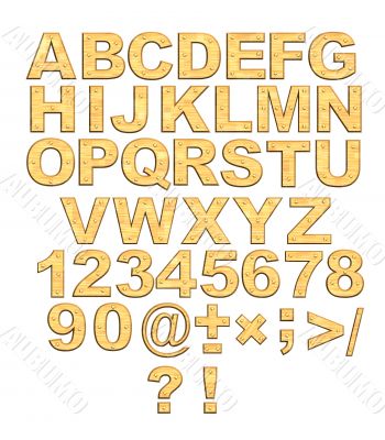 Alphabet - 3d golden letters with rivets Alphabet - 3d golden letters with rivets