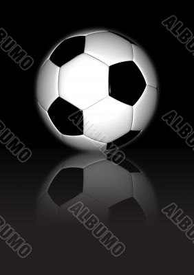 Football on dark reflective background
