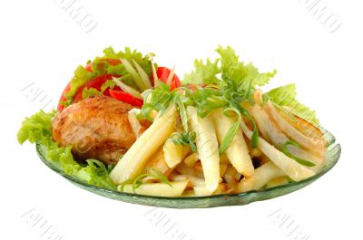 Fried chicken and potato Fried chicken and potato