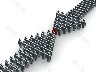 Index made of people. 3D image.