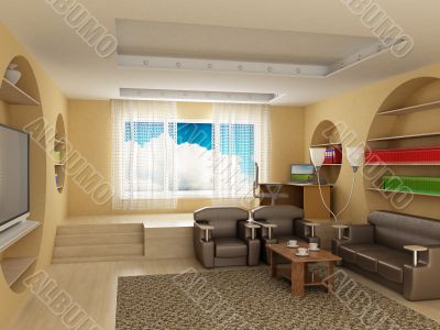 Interior of a room of rest. 3D image