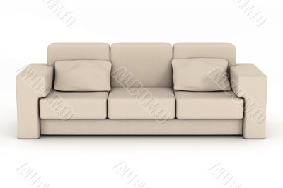 Isolated leather sofa. An interior. 3D image.