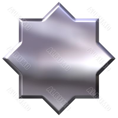 3D Silver 8 Point Star