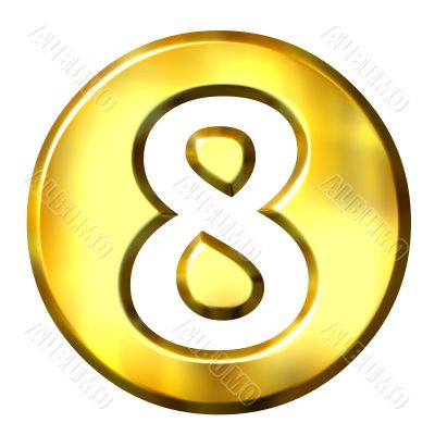 3D Golden Framed Number 8