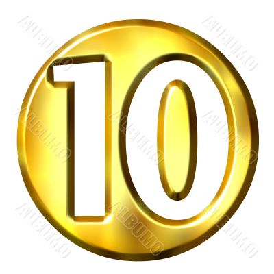 3D Golden Framed Number 10