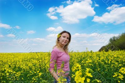 Blossom rape oilseed field