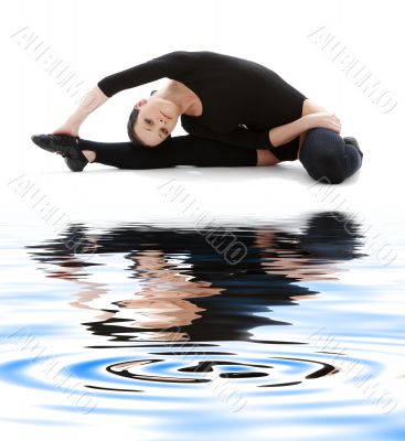 fitness in black leotard on white sand #3 fitness in black leotard on white sand #3